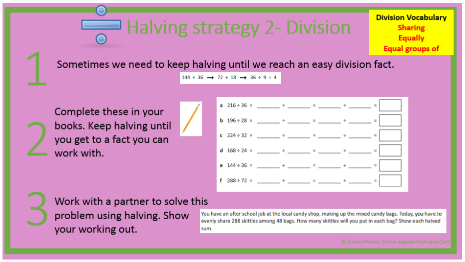 3 Halving Strategy 34auburn Primary School